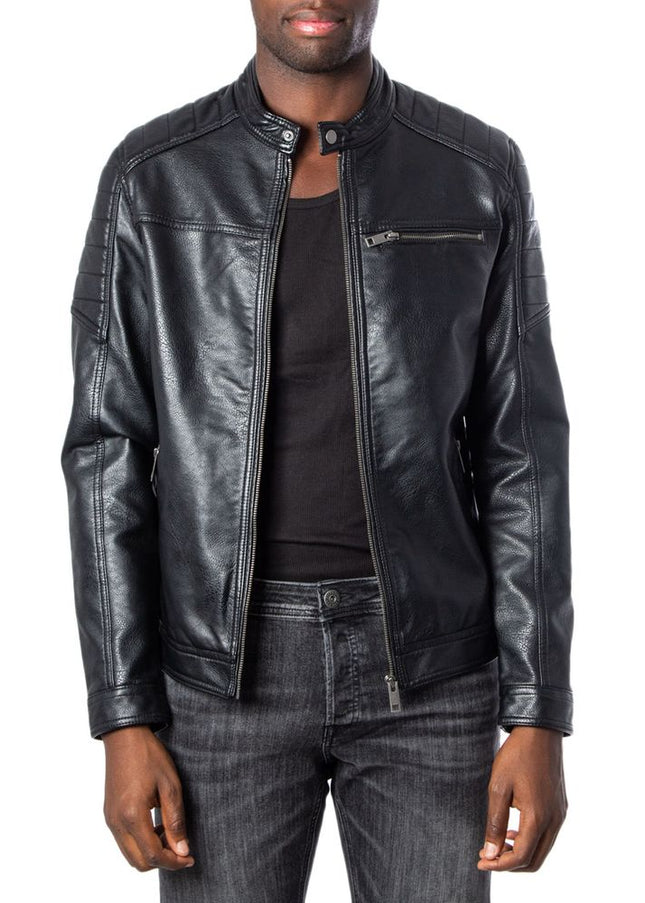 Jack Jones Black Synthetic Leather Jacket