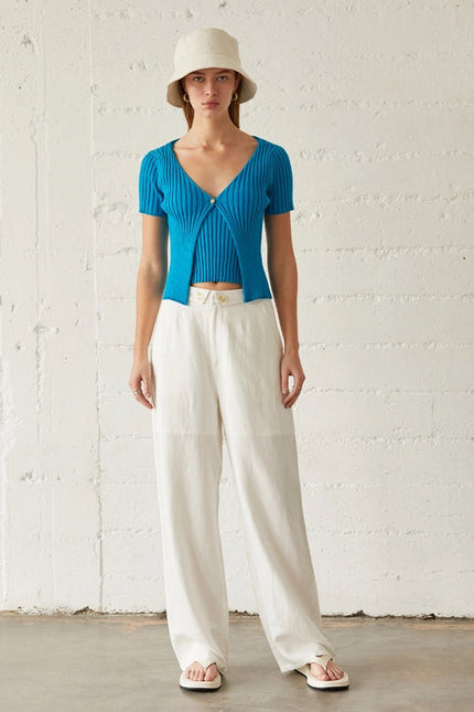 Jarrice Linen Fold-Over Trousers