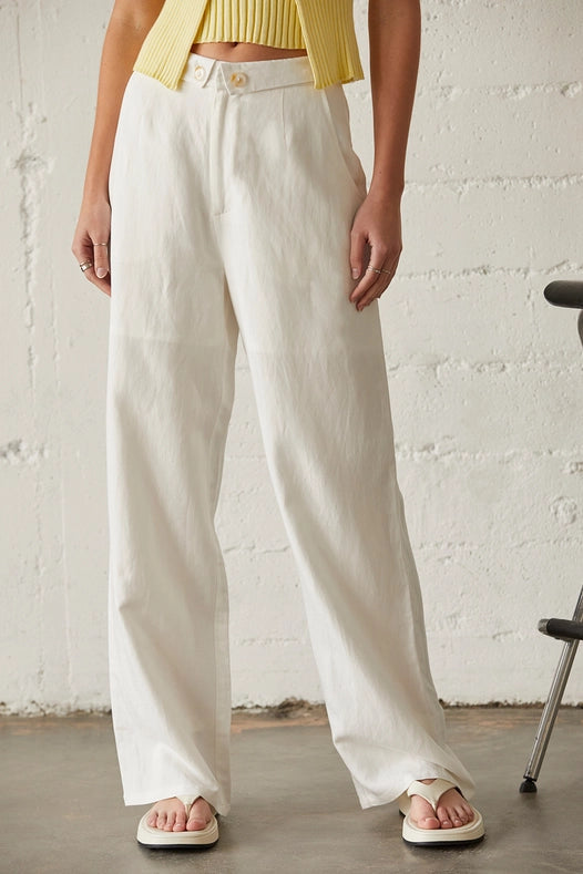 Jarrice Linen Fold-Over Trousers