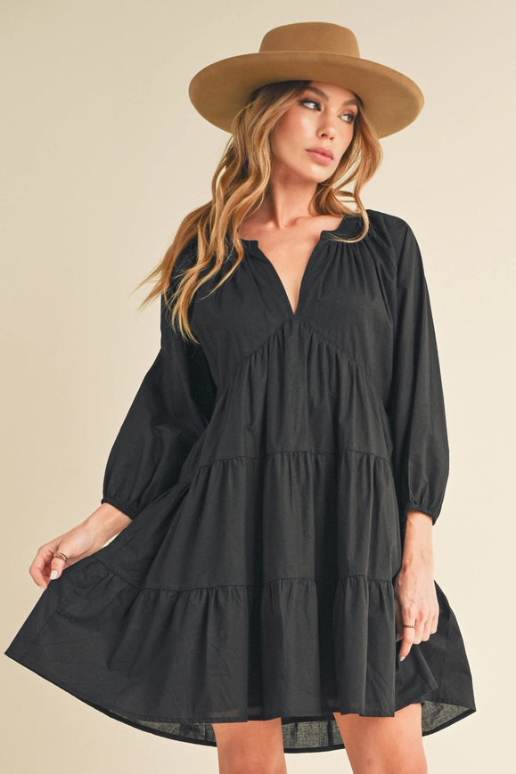 Jenay Tiered Dress Black-Dress-AEMI + CO-S-Urbanheer