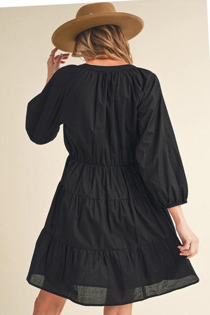 Jenay Tiered Dress Black-Dress-AEMI + CO-Urbanheer