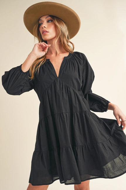 Jenay Tiered Dress Black-Dress-AEMI + CO-Urbanheer