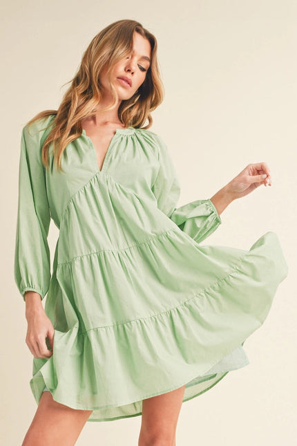 Jenay Tiered Dress Mint-Dress-AEMI + CO-Urbanheer