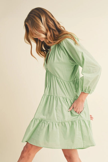 Jenay Tiered Dress Mint-Dress-AEMI + CO-Urbanheer