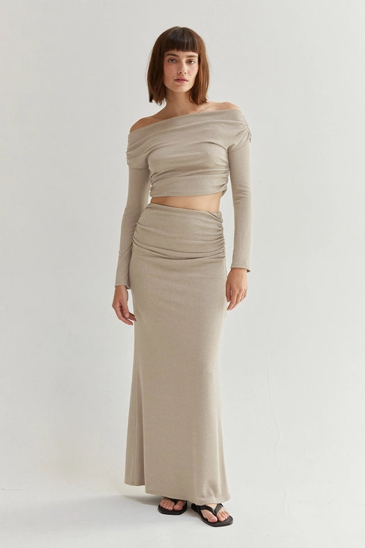 Jia Off-Shoulder Maxi Skirt Knit Two-Piece Set