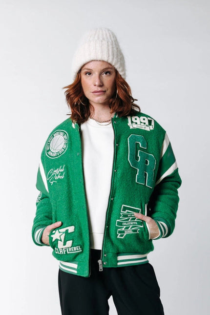 Joan Baseball Bomber Jacket | Deep Green