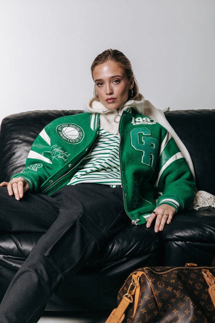 Joan Baseball Bomber Jacket | Deep Green