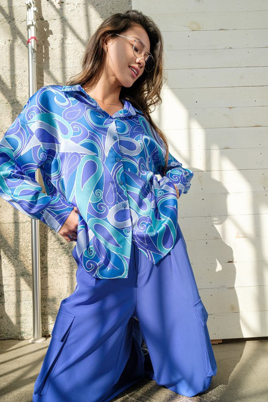 Josie Loose Fit Satin Shirt-Shirt-Papermoon-Urbanheer