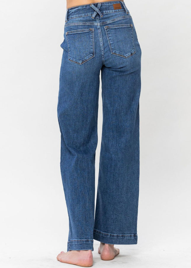 Judy Blue Full Size Double Button Wide Leg Jeans