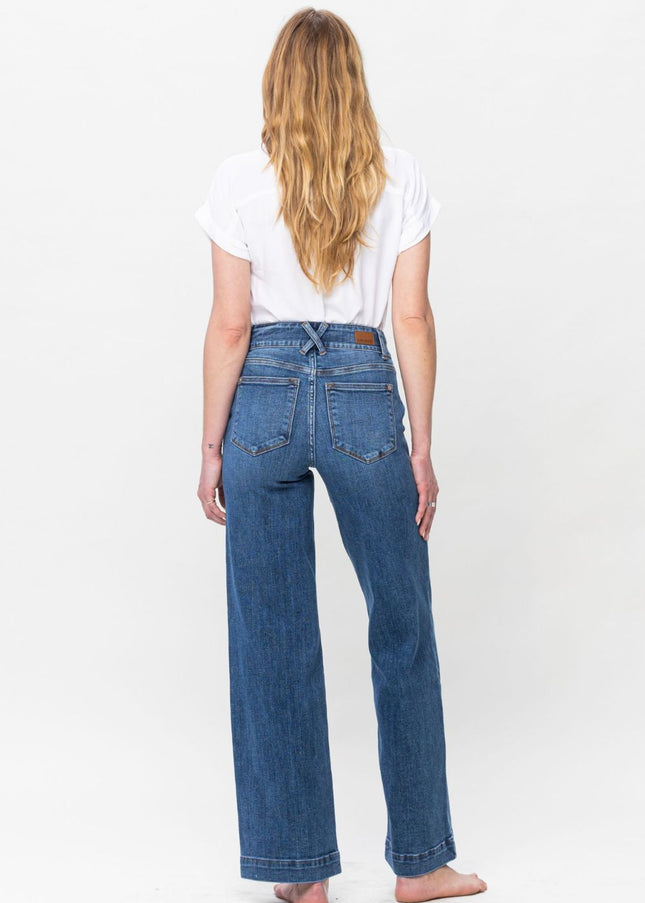 Judy Blue Full Size Double Button Wide Leg Jeans