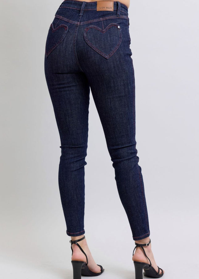 Judy Blue Full Size Heart Shaped Back Pockets Skinny Jeans