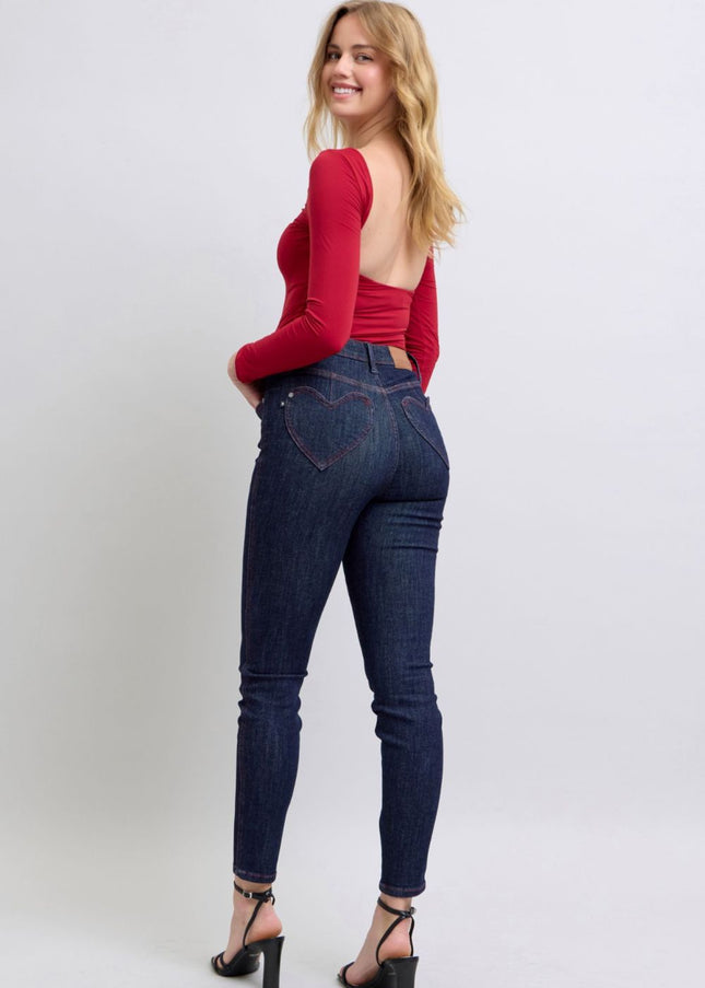 Judy Blue Full Size Heart Shaped Back Pockets Skinny Jeans