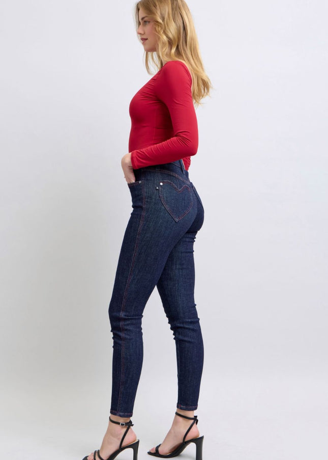 Judy Blue Full Size Heart Shaped Back Pockets Skinny Jeans