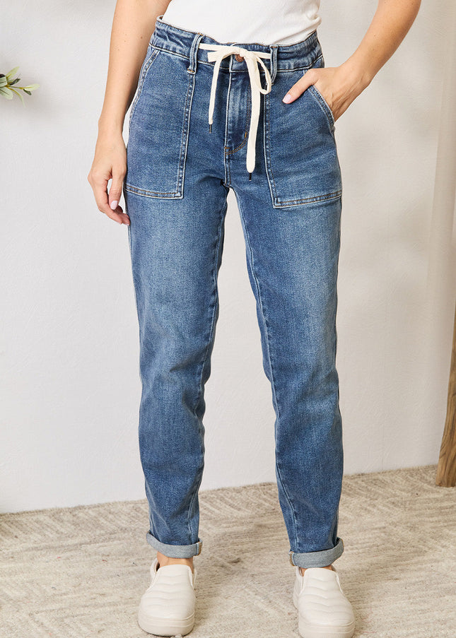 Judy Blue Full Size High Waist Drawstring Denim Jeans