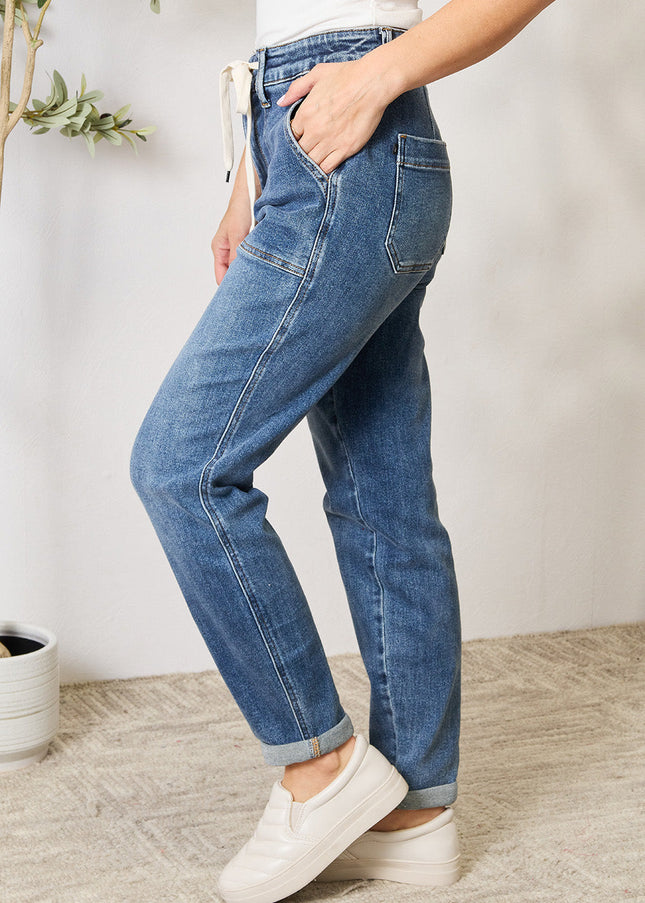 Judy Blue Full Size High Waist Drawstring Denim Jeans