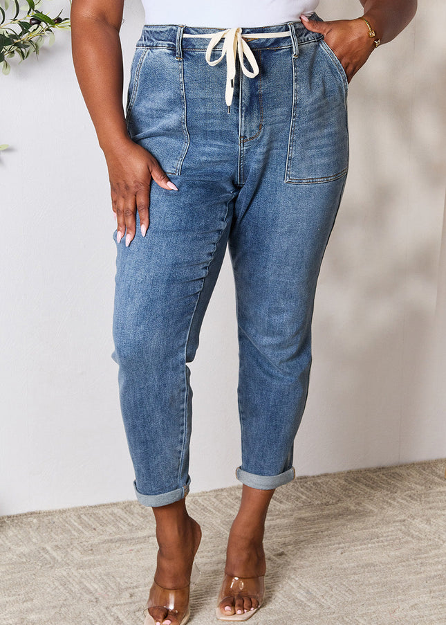 Judy Blue Full Size High Waist Drawstring Denim Jeans