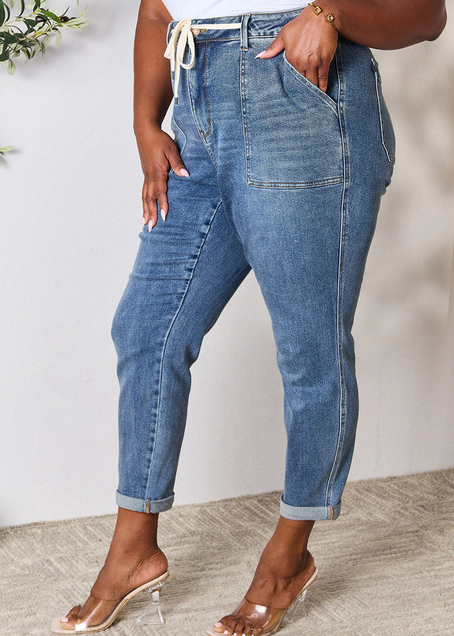 Judy Blue Full Size High Waist Drawstring Denim Jeans