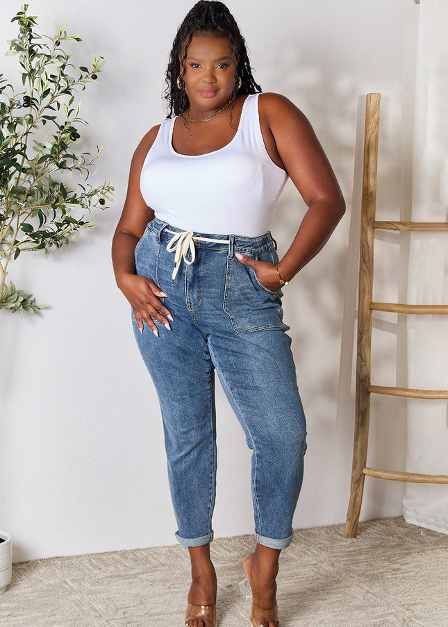 Judy Blue Full Size High Waist Drawstring Denim Jeans