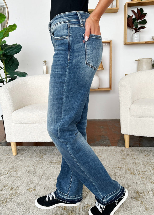 Judy Blue Full Size Mid Rise Release Hem Jeans