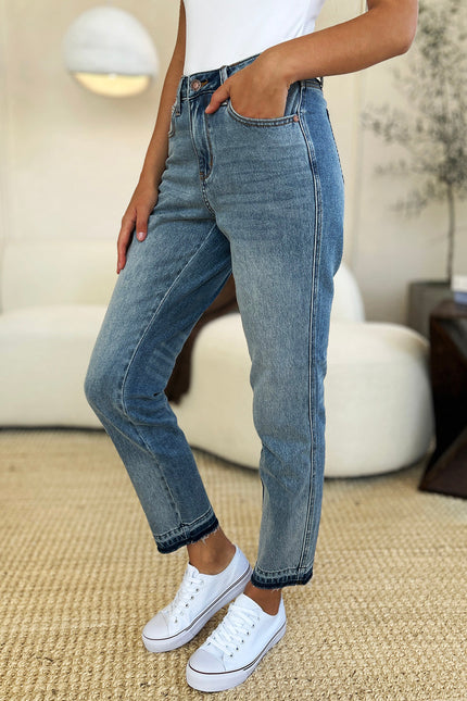 Judy Blue Full Size Mid Rise Rigid Magic Release Hem Jeans