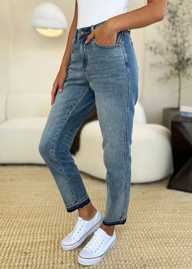 Judy Blue Full Size Mid Rise Rigid Magic Release Hem Jeans