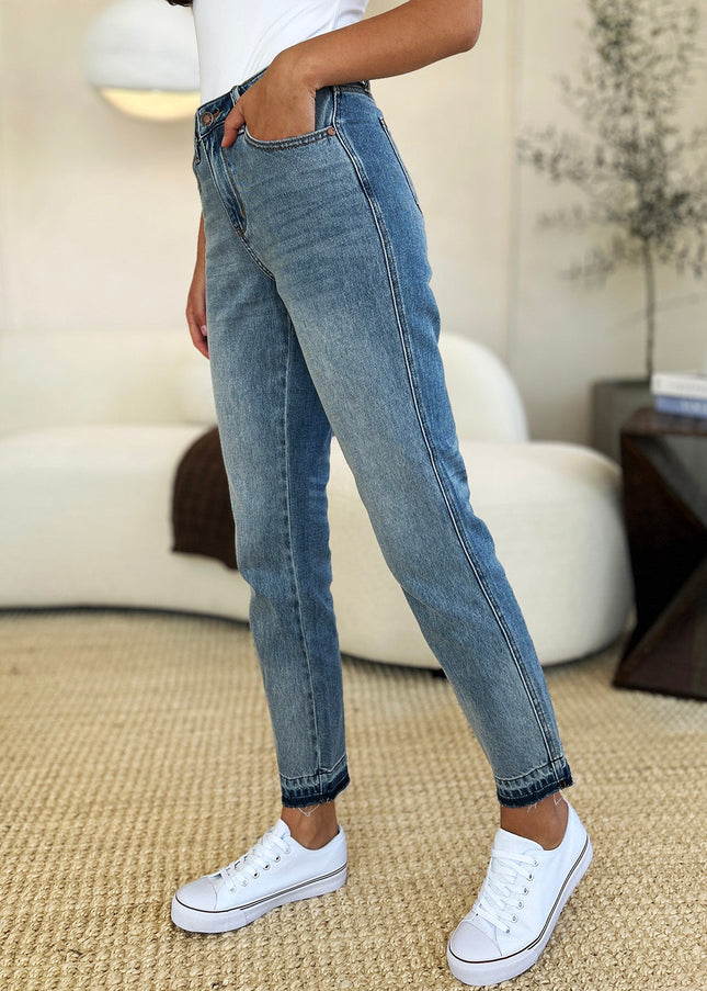 Judy Blue Full Size Mid Rise Rigid Magic Release Hem Jeans