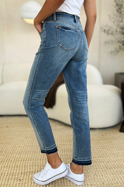 Judy Blue Full Size Mid Rise Rigid Magic Release Hem Jeans