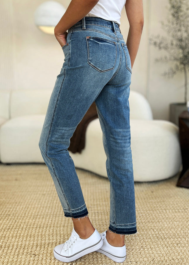 Judy Blue Full Size Mid Rise Rigid Magic Release Hem Jeans