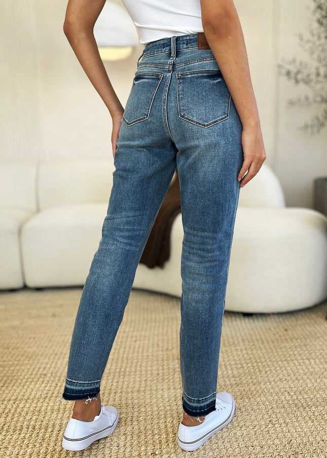 Judy Blue Full Size Mid Rise Rigid Magic Release Hem Jeans