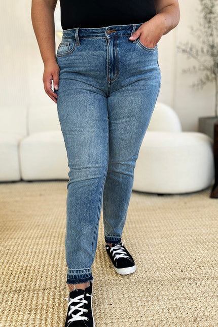 Judy Blue Full Size Mid Rise Rigid Magic Release Hem Jeans