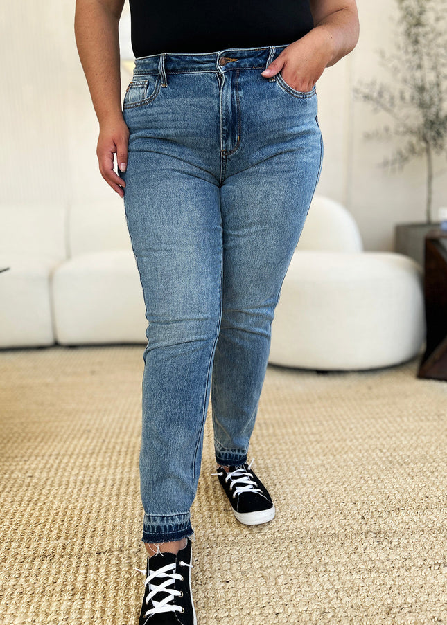 Judy Blue Full Size Mid Rise Rigid Magic Release Hem Jeans