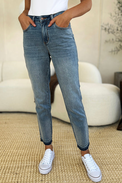 Judy Blue Full Size Mid Rise Rigid Magic Release Hem Jeans