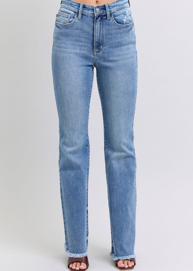 Judy Blue Full Size Raw Hem High Rise Bootcut Jeans