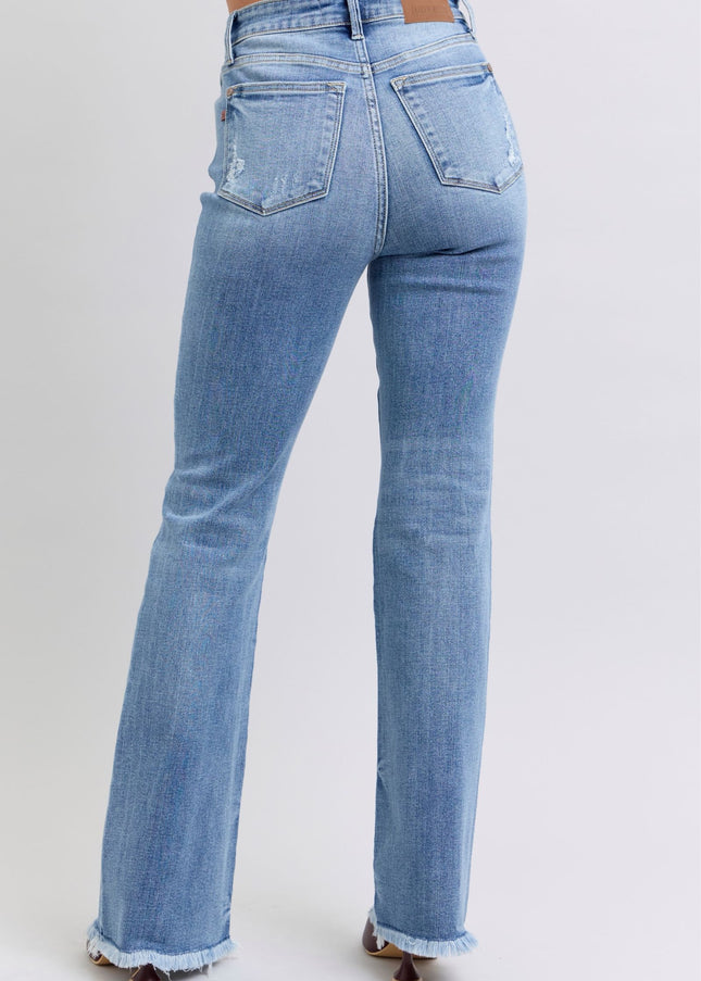 Judy Blue Full Size Raw Hem High Rise Bootcut Jeans