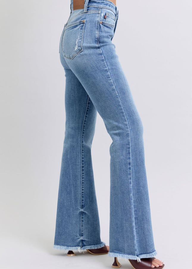 Judy Blue Full Size Raw Hem High Rise Bootcut Jeans