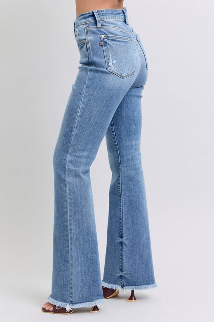 Judy Blue Full Size Raw Hem High Rise Bootcut Jeans