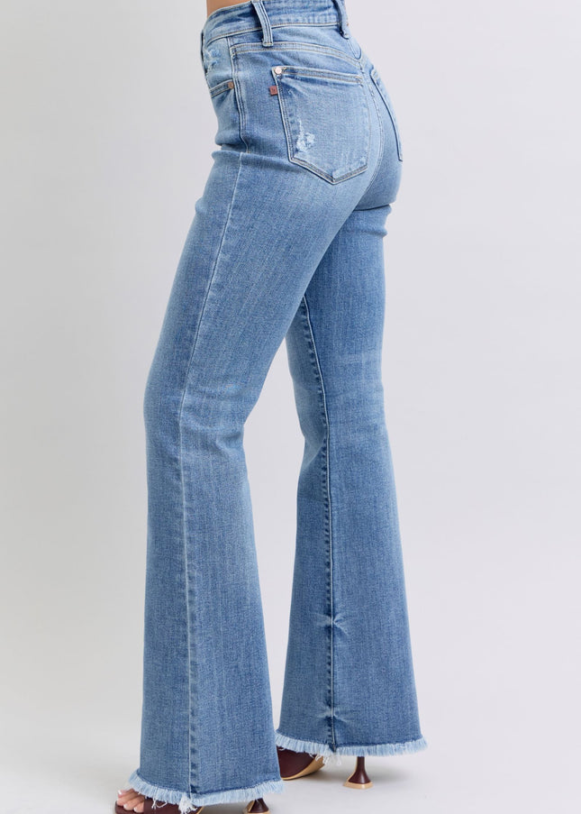 Judy Blue Full Size Raw Hem High Rise Bootcut Jeans