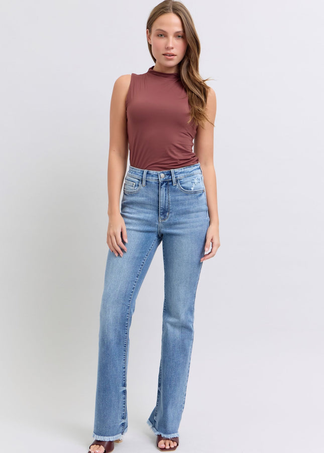 Judy Blue Full Size Raw Hem High Rise Bootcut Jeans