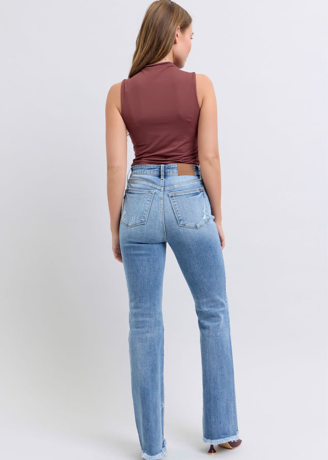 Judy Blue Full Size Raw Hem High Rise Bootcut Jeans