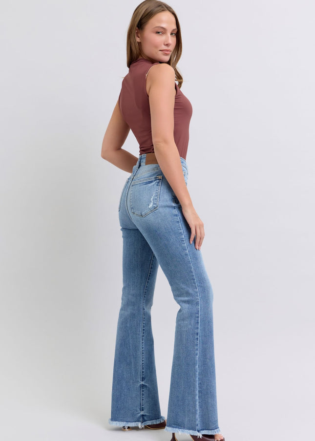 Judy Blue Full Size Raw Hem High Rise Bootcut Jeans