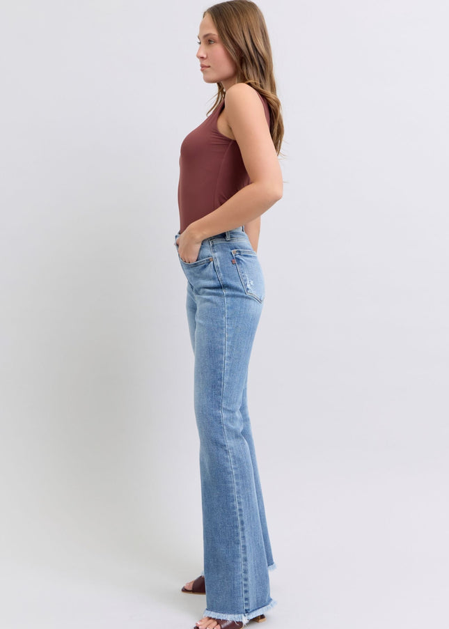 Judy Blue Full Size Raw Hem High Rise Bootcut Jeans