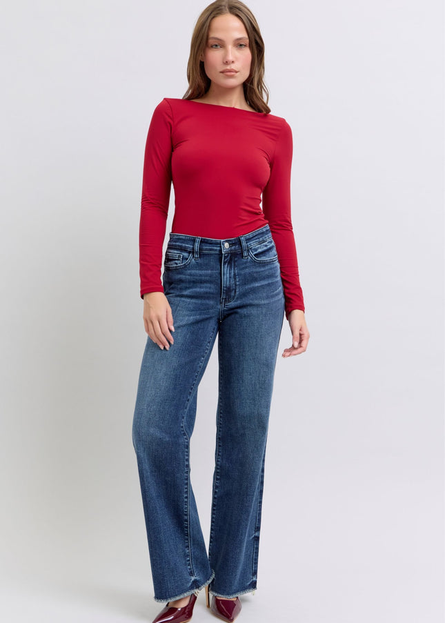 Judy Blue Full Size Raw Hem Mid Rise Jeans