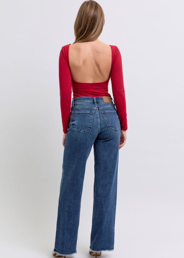 Judy Blue Full Size Raw Hem Mid Rise Jeans