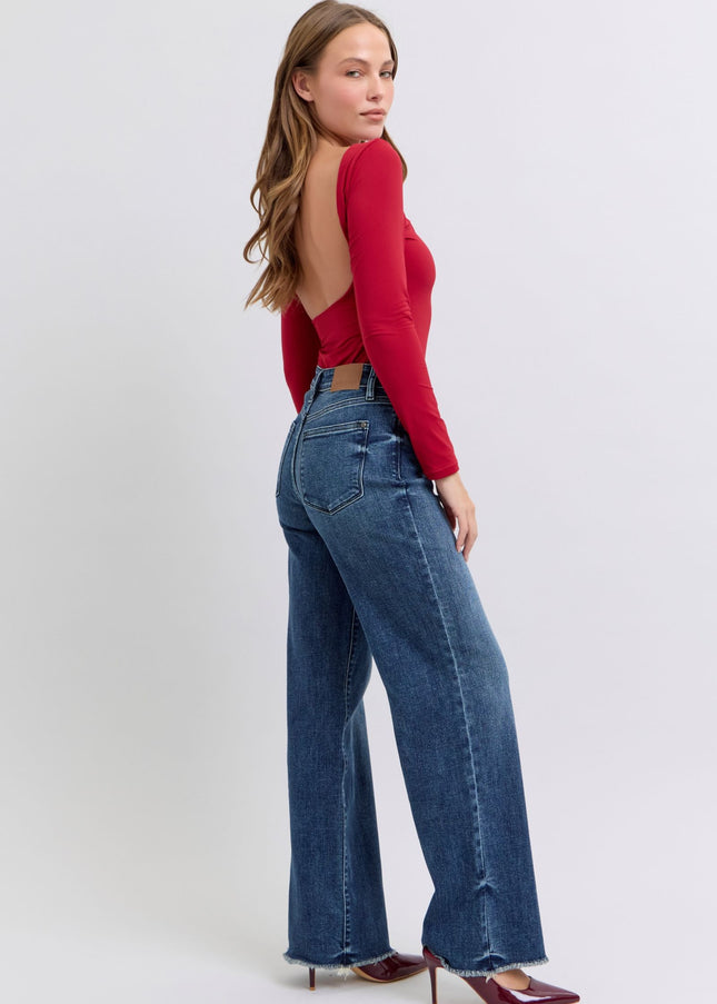 Judy Blue Full Size Raw Hem Mid Rise Jeans