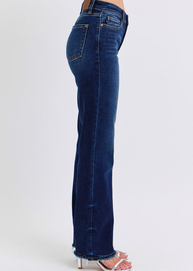 Judy Blue Full Size Raw Hem Straight Leg Jeans