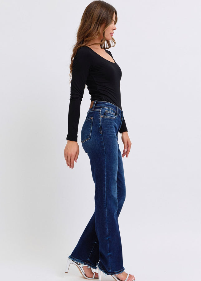 Judy Blue Full Size Raw Hem Straight Leg Jeans