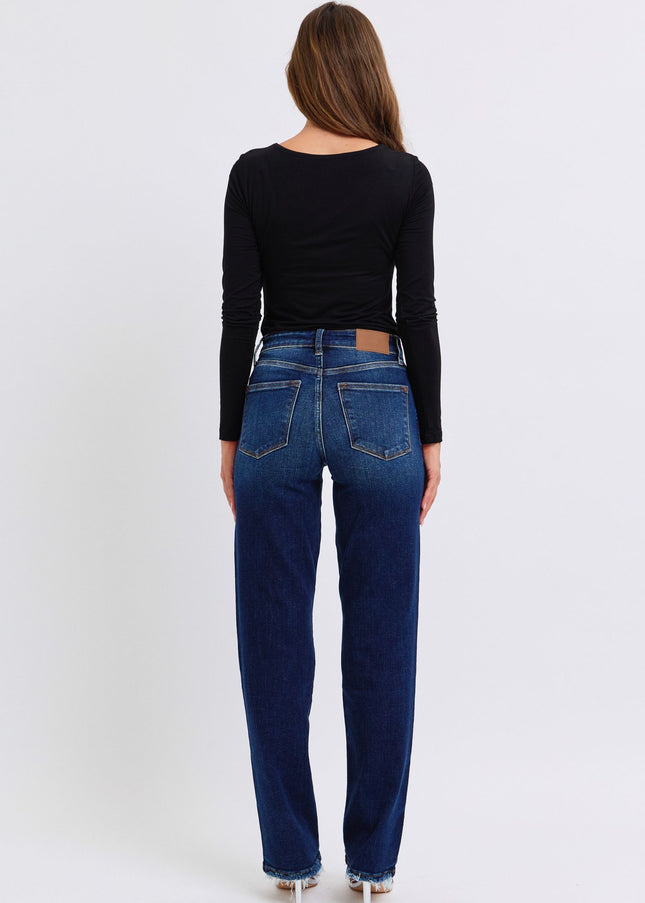 Judy Blue Full Size Raw Hem Straight Leg Jeans