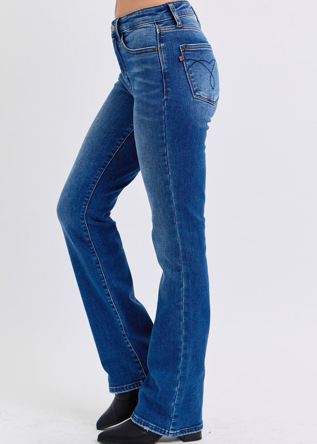 Judy Blue Full Size Run Mid-Rise Bootcut Jeans with Thermal Lining