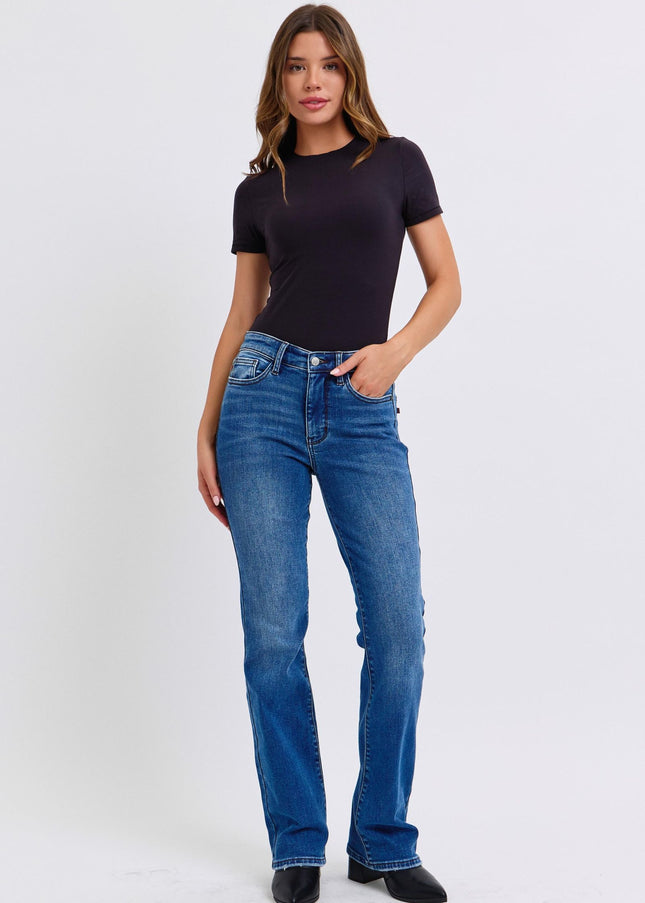 Judy Blue Full Size Run Mid-Rise Bootcut Jeans with Thermal Lining