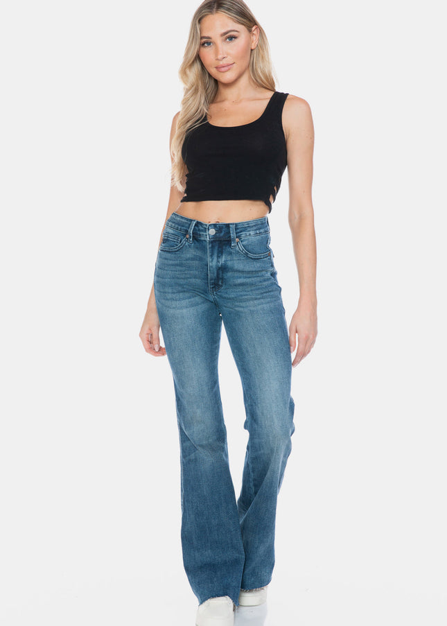 Judy Blue Full Size Tummy Control Cut Hem Flare Jeans